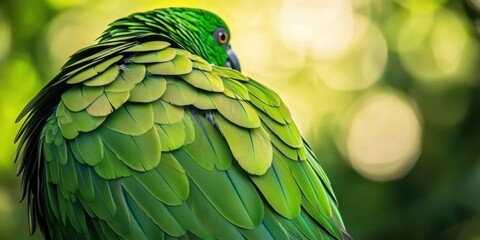 Fototapeta premium Close-up of a parrot's intricate plumage.