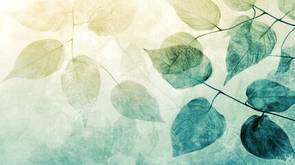 Transparent and delicate leaves over old background