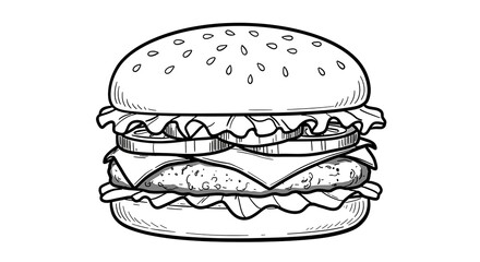 Delicious Hand-Drawn Cheeseburger Illustration