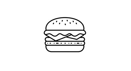 Simple Line Art Hamburger Icon, Fast Food Graphic