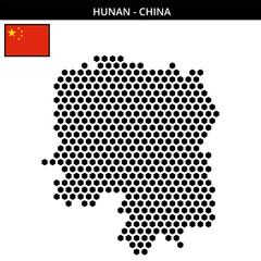 Big hexagonal dotted map of hunan in China