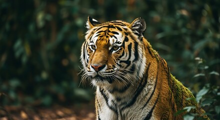 Majestic Siberian Tiger in Lush Forest Habitat