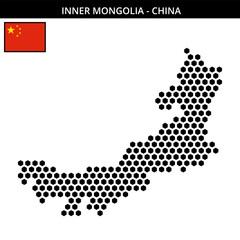 Big hexagonal dotted map of Inner-Mongolia in China