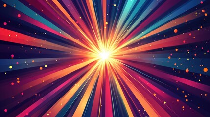 Abstract Colorful Burst Radiating Light