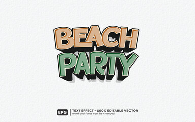 Party Beach 3D Cartoon Editable Text Effect | Premium Font Template