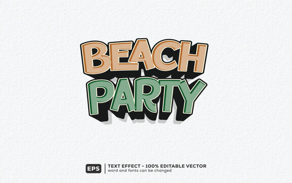 Party Beach 3D Cartoon Editable Text Effect | Premium Font Template