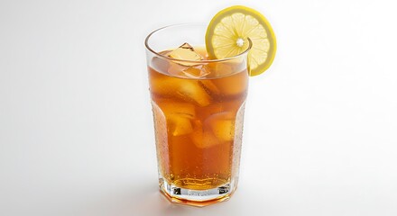 Refreshing Iced Tea with Lemon Slice in Glass