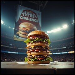 Triple-Decker Burger Challenge: Stadium Food Competition