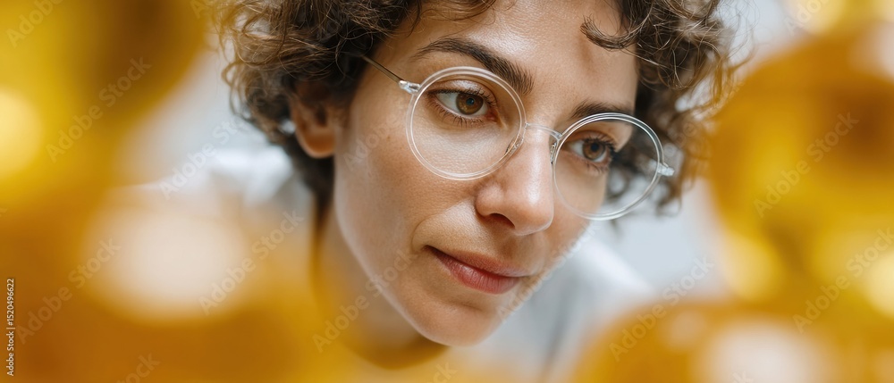 Aufkleber Focused scientist analyzing genetic data on computer in modern laboratory, showcasing advanced DNA sequencing and computational biology for genomic research