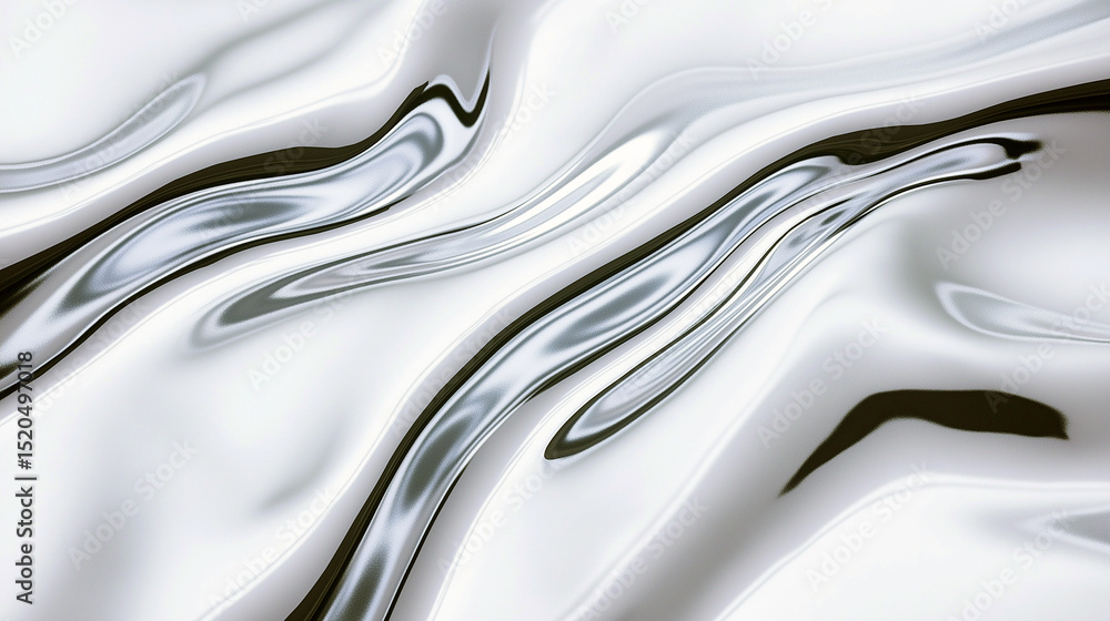 Poster abstract metallic flowing surface with smooth waves and reflections