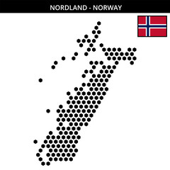 Big hexagonal dotted map of nordland in Norway