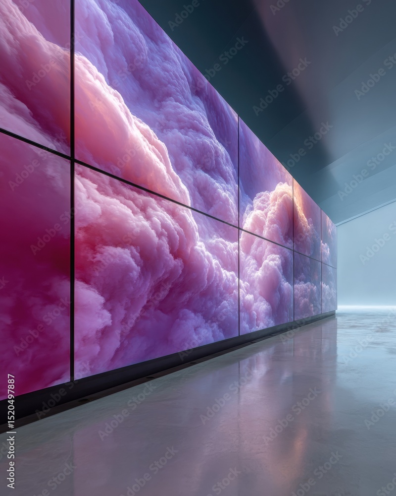 Aufkleber Advanced meteorological monitoring center with large screen cloud imagery, predictive technology and digital weather forecasting for modern climate analysis