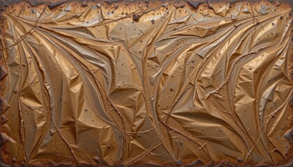 Obraz premium Textured Bronze Surface with Abstract Wrinkles and Flowing Patterns in Natural Light