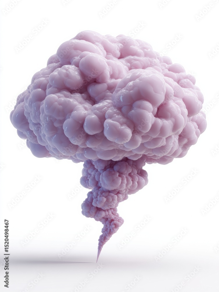Poster futuristic pink cloud sculpture with smooth organic texture in minimalist style for tech and digital