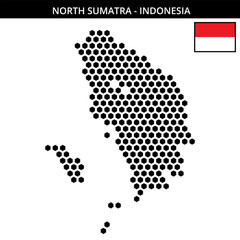 Big hexagonal dotted map of north-sumatra in Indonesia