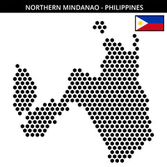 Big hexagonal dotted map of northern-mindanao in Philippines