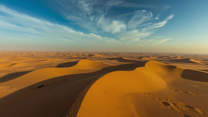 Golden Sand Dunes Under Blue Sky