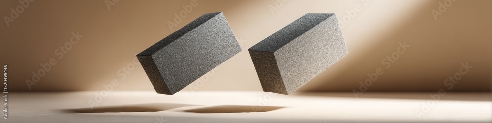 Poster modern floating business cards with realistic shadows on neutral background, showcasing dynamic prof