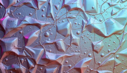 Colorful Geometric Abstract Texture with Shiny Iridescent Waves and Bumpy Surface Patterns