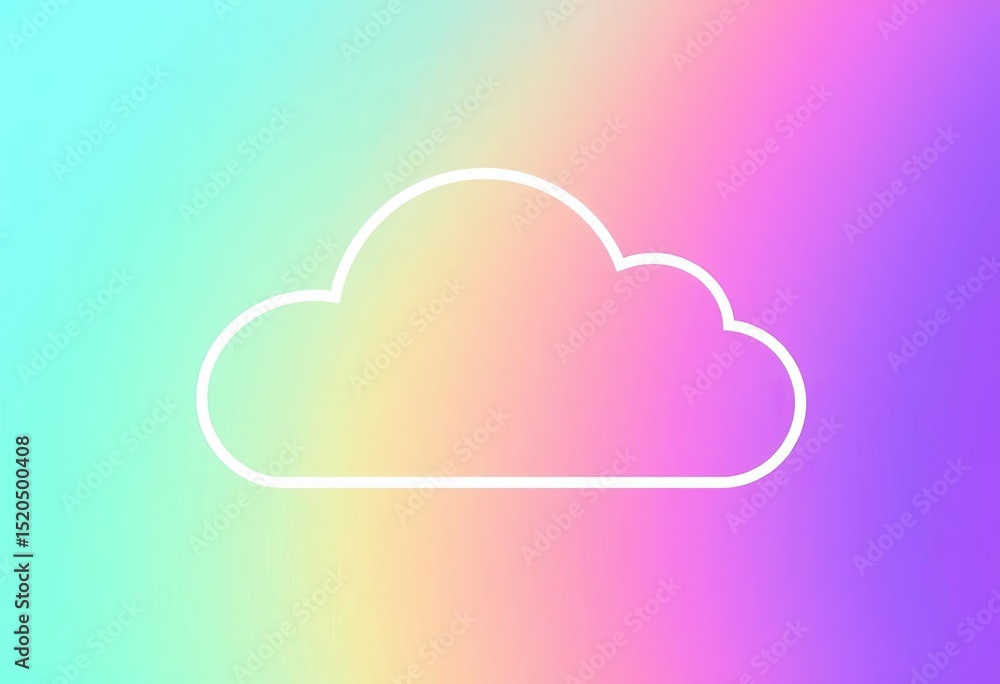 Poster simple thin line cloud data icon for web and mobile apps, computing, web