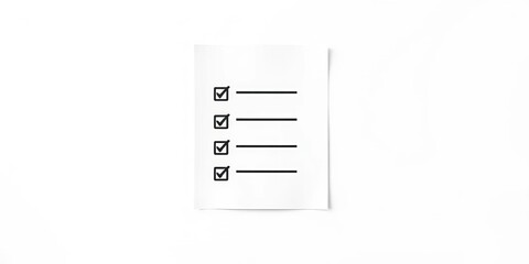 Simple white paper checklist icon on white background  ,  isolated,  design