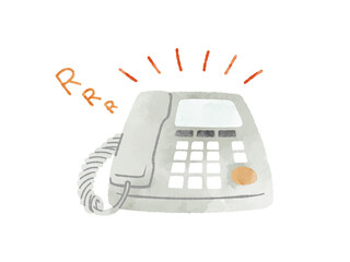 着信中の固定電話機-水彩