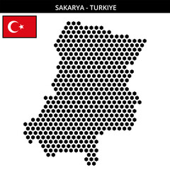 Obraz premium Big hexagonal dotted map of sakarya in Turkiye