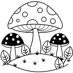 Simple Mushroom Forest Illustration