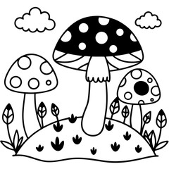 Simple Mushroom Forest Illustration