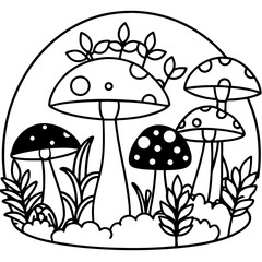 Simple Mushroom Forest Illustration