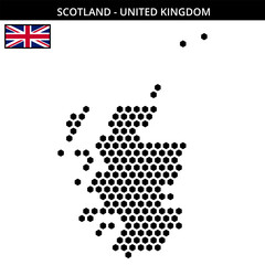 Big hexagonal dotted map of scotland in United Kingdom