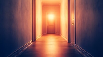 Obraz premium Empty hallway with a light at the end.