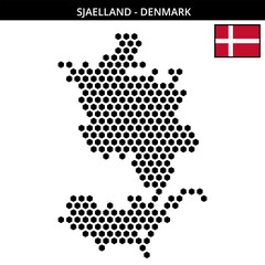 Obraz premium Big hexagonal dotted map of Sjaelland in Denmark