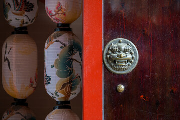 Traditional Chinese Door and Lanterns