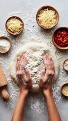 Fototapeta premium National Skincare Education Day with Homemade Pizza Dough Preparation and Spring Earth Day Vibes for Eco-Friendly Cooking and Wellness Marketing