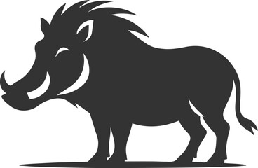 Vector silhouette of a warthog animal isolated drawing black