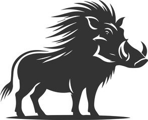 Vector silhouette of a warthog animal isolated drawing black