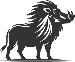 Vector silhouette of a warthog animal isolated drawing black