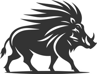 Vector silhouette of a warthog animal isolated drawing black