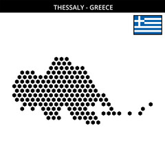 Big hexagonal dotted map of thessaly of greece