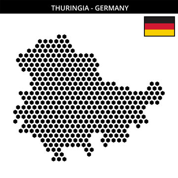 Big hexagonal dotted map of thuringia in Germany