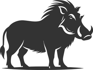 Vector silhouette of a warthog animal isolated drawing black