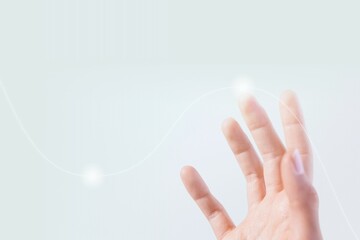 Hand on virtual business marketing graph screen