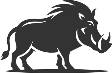 Vector silhouette of a warthog animal isolated drawing black