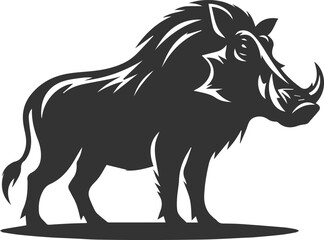 Vector silhouette of a warthog animal isolated drawing black