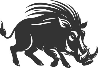 Vector silhouette of a warthog animal isolated drawing black