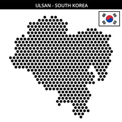 Big hexagonal dotted map of ulsan in South Korea