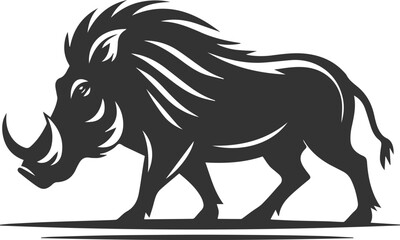 Vector silhouette of a warthog animal isolated drawing black