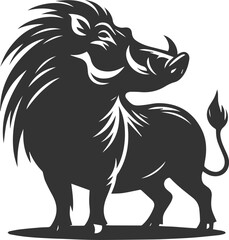 Vector silhouette of a warthog animal isolated drawing black