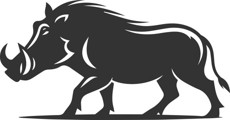 Vector silhouette of a warthog animal isolated drawing black